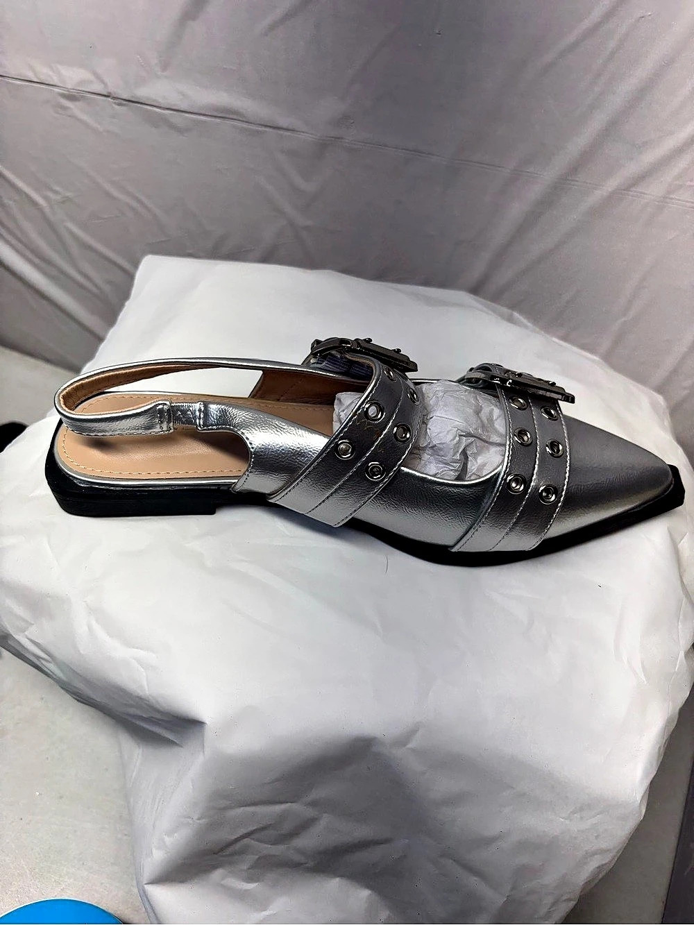 Jeffrey Campbell Addison Silver Pointed-Toe Slingback US 8 NWT